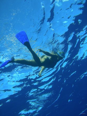 95- Pascale fait du snorkeling 